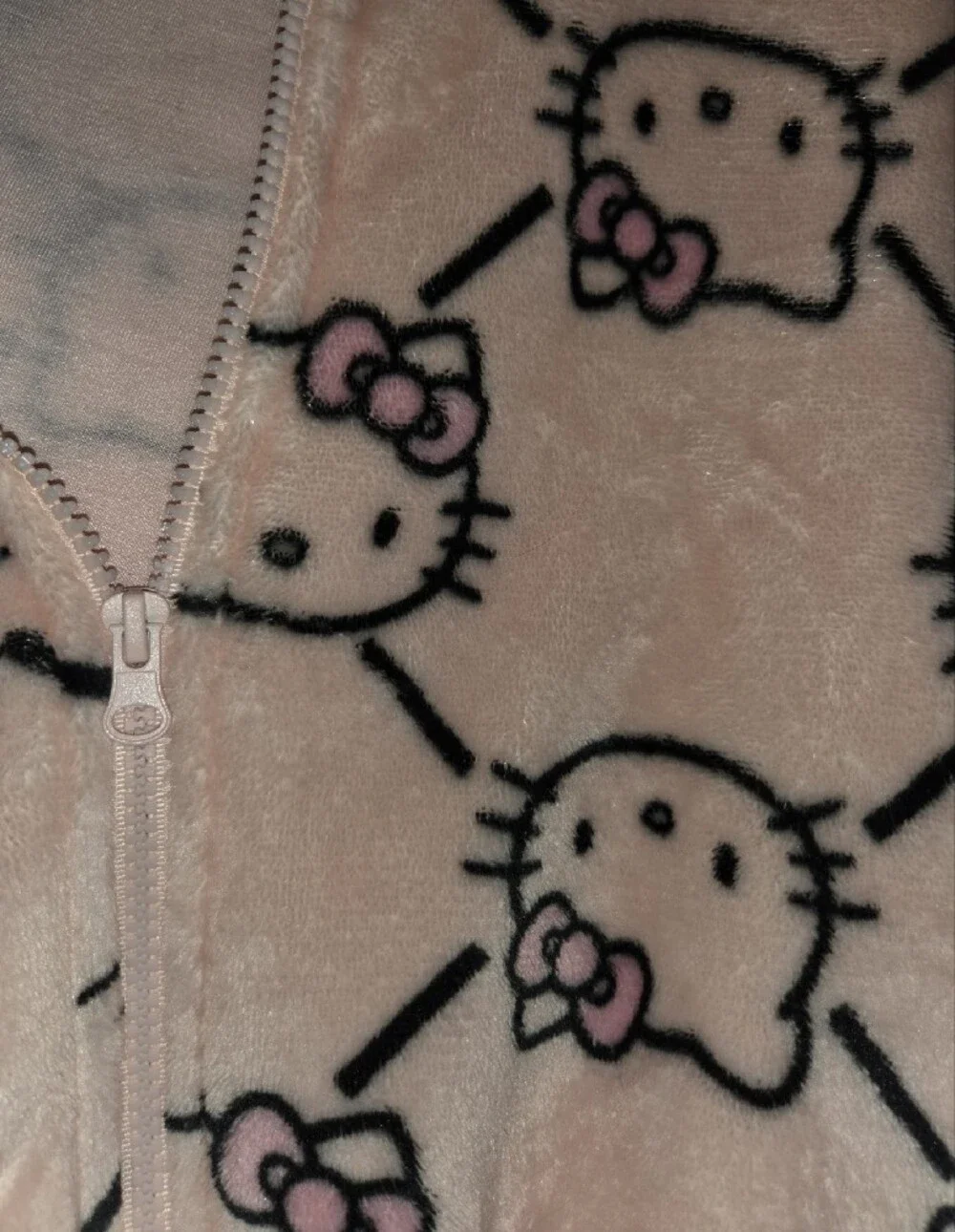 Hello Kitty Pink Plush Hooded Zip Jacket with Pom Tassels